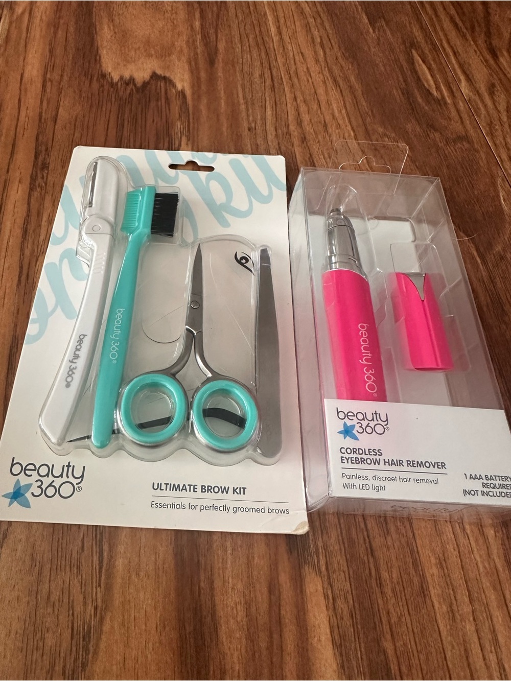 Beauty 360° Ultimate Brow Kit & Cordless Eyebrow Hair Remover Bundle -pink blue
